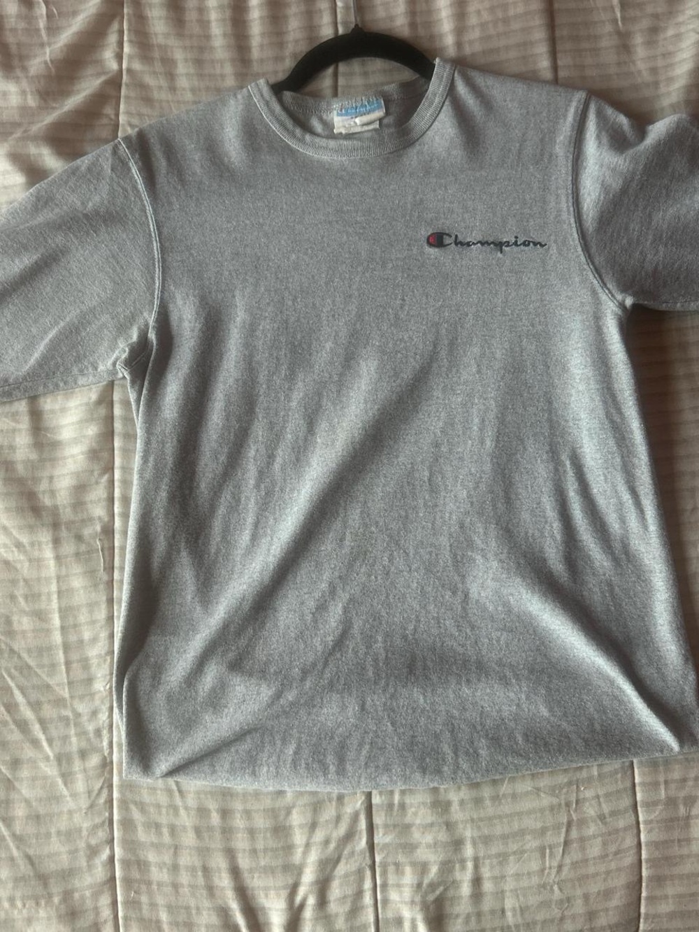 Champion Light Gray Crewneck Tee with Script Logo